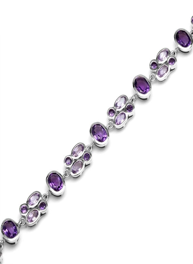 Silvershake Natural African Amethyst White Gold Plated 925 Sterling Silver Cluster 6 to 7.5 Inch Adjustable Bracelet - Image 3