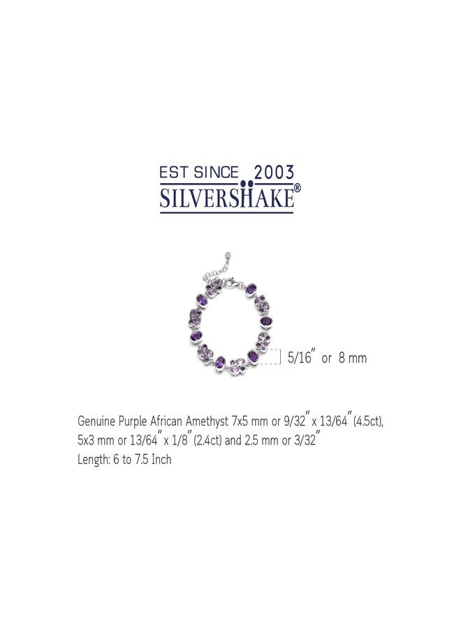 Silvershake Natural African Amethyst White Gold Plated 925 Sterling Silver Cluster 6 to 7.5 Inch Adjustable Bracelet - Image 2