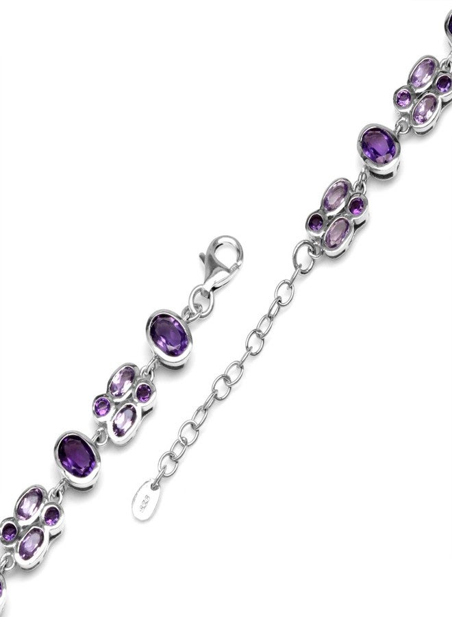 Silvershake Natural African Amethyst White Gold Plated 925 Sterling Silver Cluster 6 to 7.5 Inch Adjustable Bracelet - Image 4
