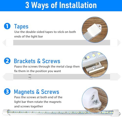 Linkstyle 4PCS 12V Interior LED Light Bar, Super Bright 6500K 12V LED Light Strip Lights with Switch, 48 LEDs 700LM Enclosed Trailer Lamp for Car Truck Camper Van RV, White - Image 4