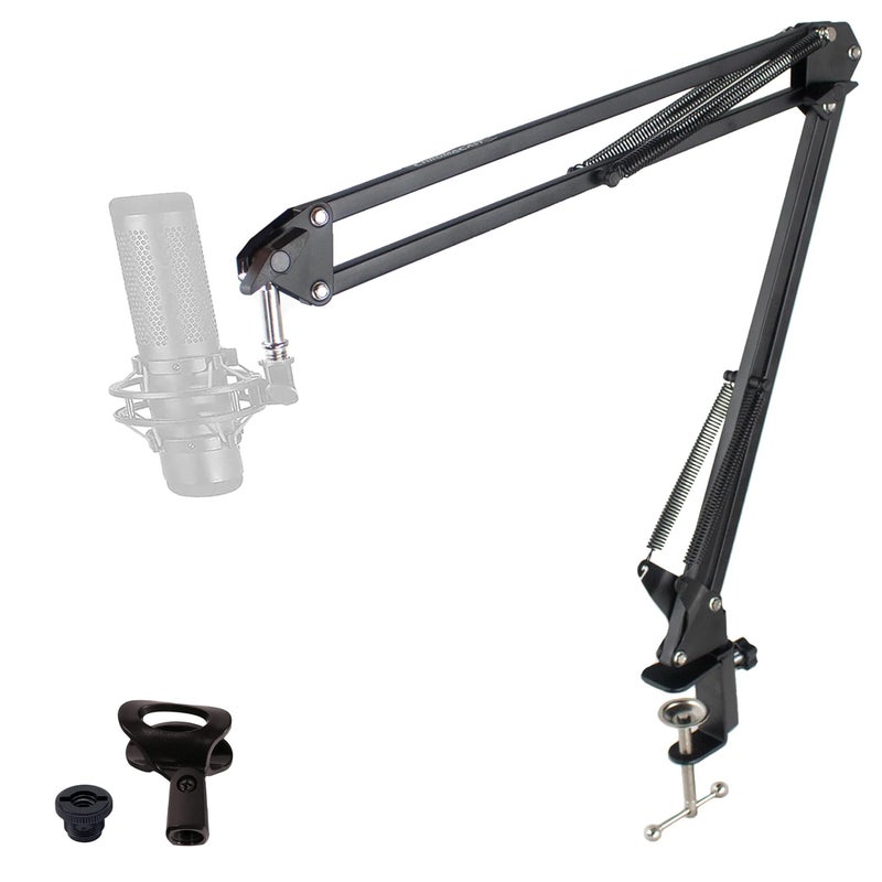 ChromaCast Pro Series 28 Scissors Arm Adjustable Microphone Desk Stand with Boom Suspension Includes Mic Clip CCSDMICSTAND28