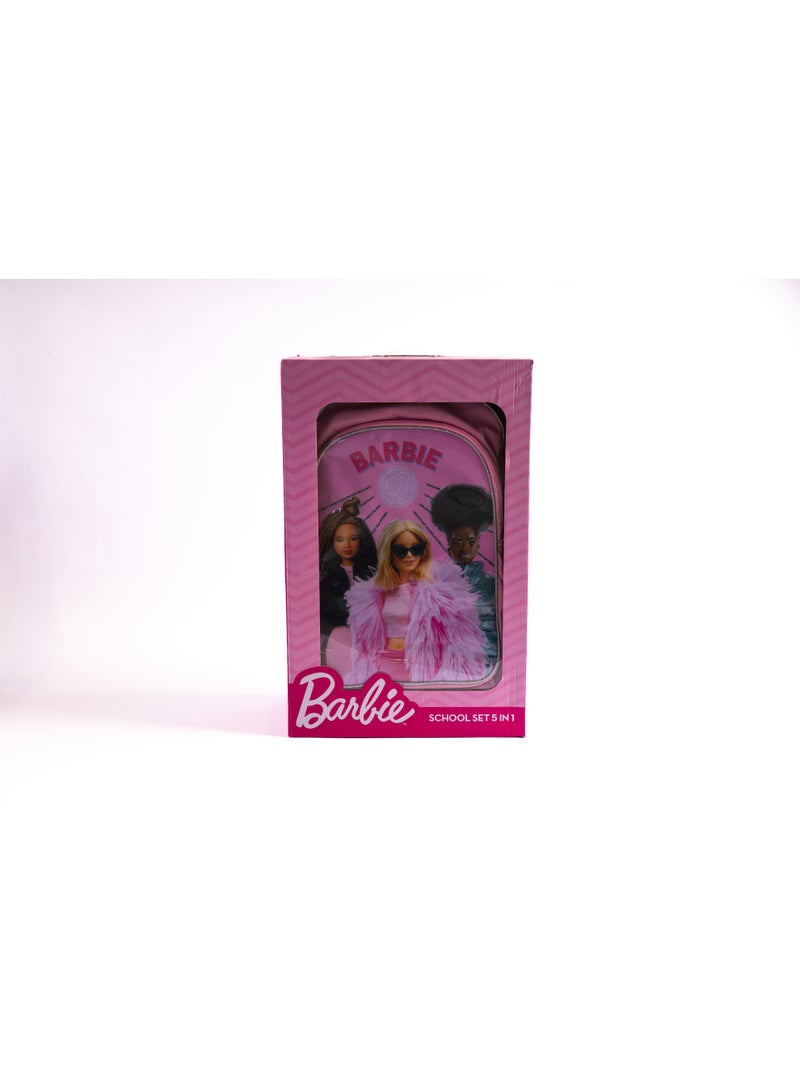 Barbie 18" Trolley Bag Set with Lunch Bag, Pencil Case, Water Bottle & Lunch Box – Pink - Image 3