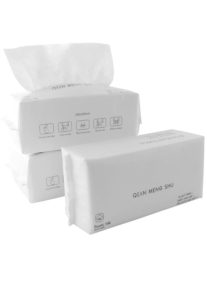 SYOSI Face Towel, Disposable Facial Towels Make Up Cotton Tissues Wipes For Face Lint Free For Sensitive Skin Face Makeup 3 * 100 Count - Image 1