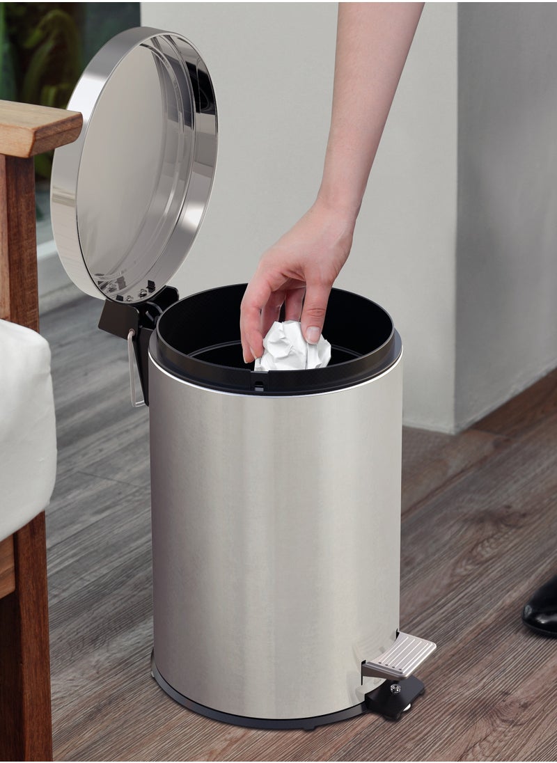 TRAMONTINA Tramontina Brasil Plus 12 Liter Stainless Steel Pedal Trash Bin with a Scotch Brite Finish Soft Close and Removable Internal Bucket  - Image 3