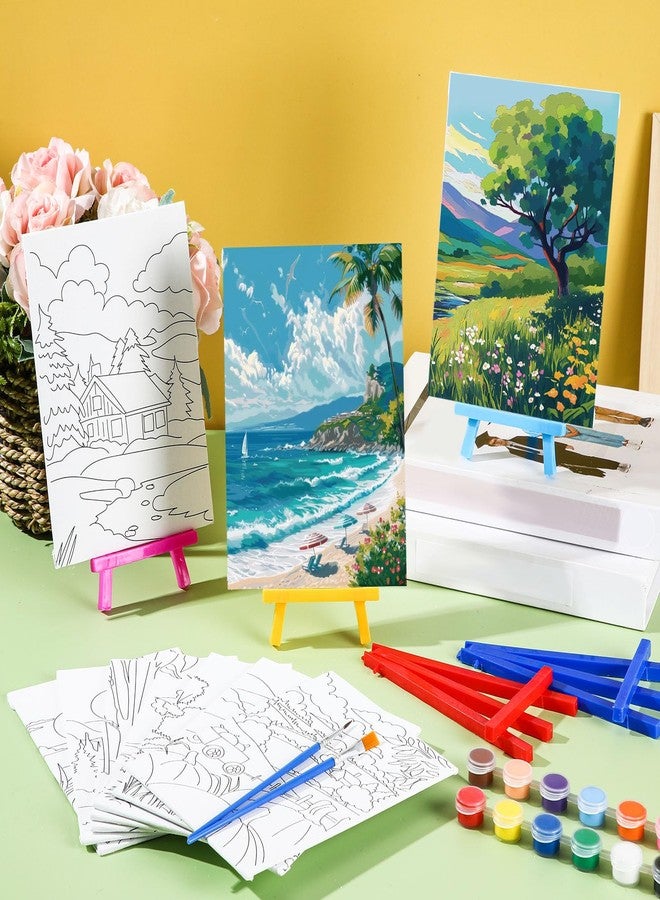 مجموعة Blossound المكونة من 10 لوحات قماشية مطبوعة مسبقًا مع حامل، مقاس 5 × 7 بوصات، لوحات رسم خارجية للمبتدئين، مشروع حرفي يدوي، هدية للحفلات، ديكورات منزلية (الفصول الأربعة) - Image 5