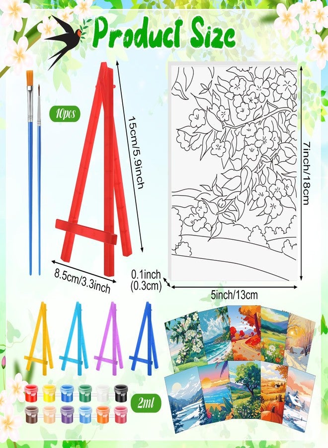 مجموعة Blossound المكونة من 10 لوحات قماشية مطبوعة مسبقًا مع حامل، مقاس 5 × 7 بوصات، لوحات رسم خارجية للمبتدئين، مشروع حرفي يدوي، هدية للحفلات، ديكورات منزلية (الفصول الأربعة) - Image 2