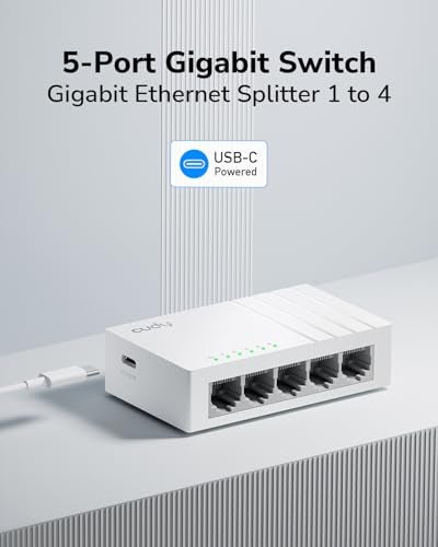 Cudy GS105U 5 Port Gigabit Ethernet Switch with USBC Power Jack Desktop Ethernet Splitter Plastic Case Unshielded Switch Plug Play Fanless Unmanaged - Image 3