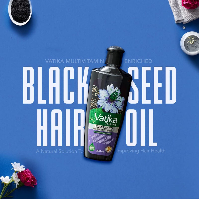 Vatika Naturals Dabur Vatika Ayurveda Herbal Black Seed Enriched Hair Oil for Complete Hair Care 200 ml / 6.76 fl oz) - Image 2