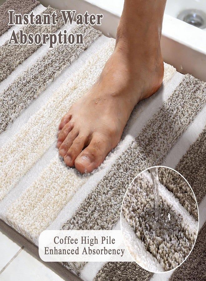 Yamaziot Bathroom Rugs Sets 5 Piece, Absorbent Microfiber Bath Mat for Bathroom, Non Slip Washable Bath Rug Set with Bath Runner Rug, U-Shaped Toilet Rugs, Shower Rug & Toilet Cover, Coffee - Image 5