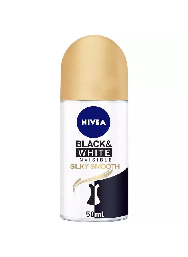 Nivea Invisible Black & White Silky Smooth Anti-Perspirant Roll-On Deodorant- 50 ml