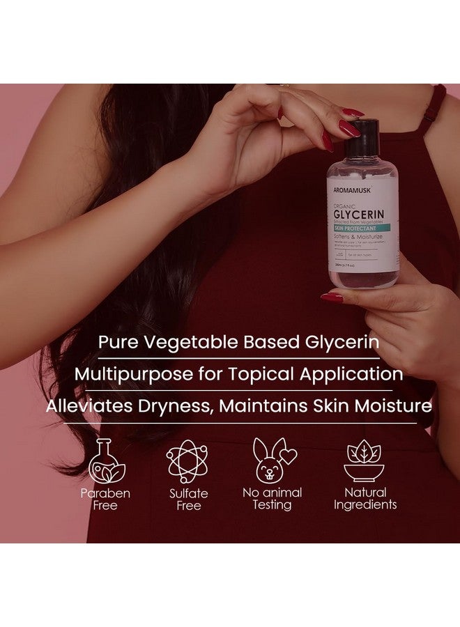 AromaMusk Organic And Pure Vegetable Glycerine Lotion For Face, 200Ml | Softens & Moisturize Chemical Free, Hypoallergenic, All Natural - Image 3