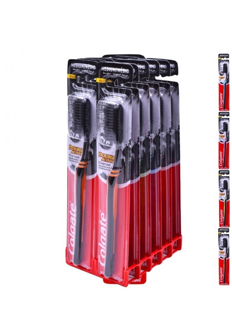 Colgate Pack Of 2 Colgate Double Action Charcoal Medium Toothbrush - Image 4