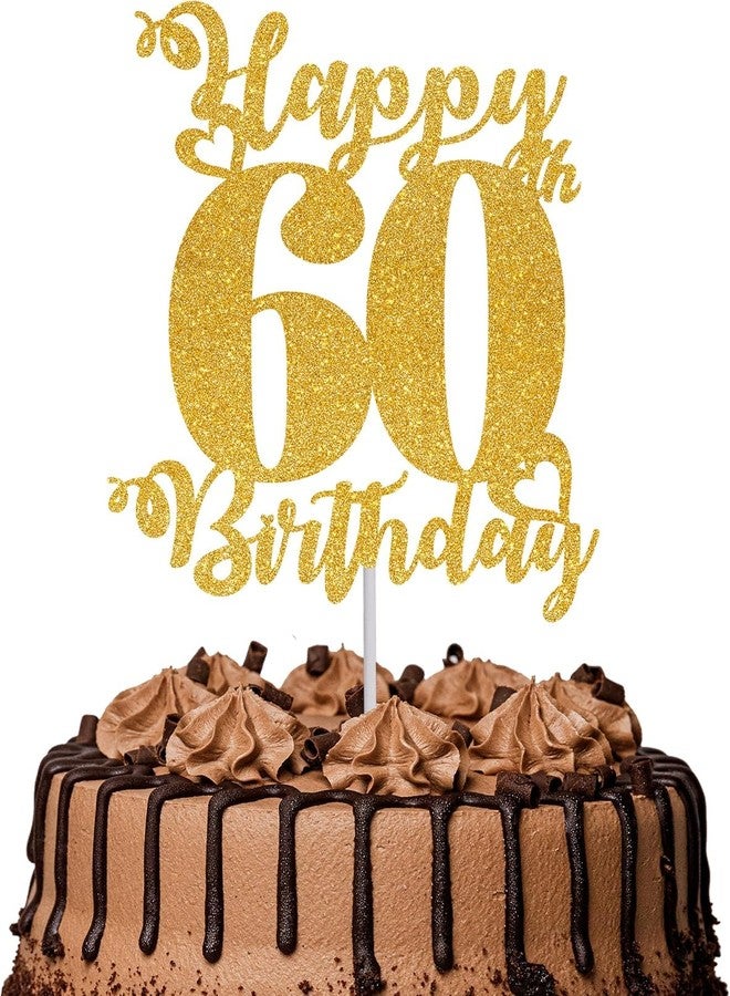 TrifleArte Cheers to 60 Year Banner & Happy 60th Birthday Cake Topper Combo | Glitter Party Decoration Set for Kids & Adults | Anniversary & B'day Celebration Decor - Image 2