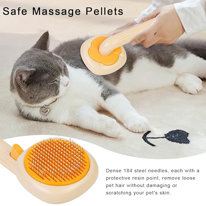 AMDROZ Cat Grooming Glove Brush,Self-Cleaning Slicker Pet Brush for Short and Long Haired Pets, Dog Bath Brush for Shedding and Grooming, Removes Loose Hair and Tangles,Promote Circulation. - Image 2