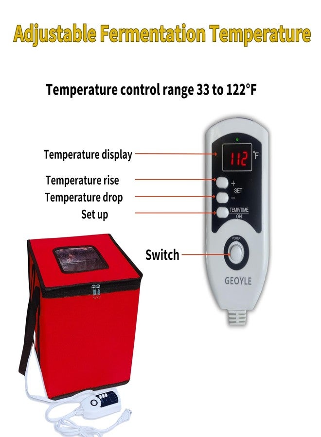 GEOYLE Foldable Proofing Box With Heater, 74l Large Bread Proofer with Temperature and Timer Controller, Zippered Sourdough Warmer for Bread, Pizza and Yoghurt Making,16.5 * 16.5 * 16.5in - Image 5