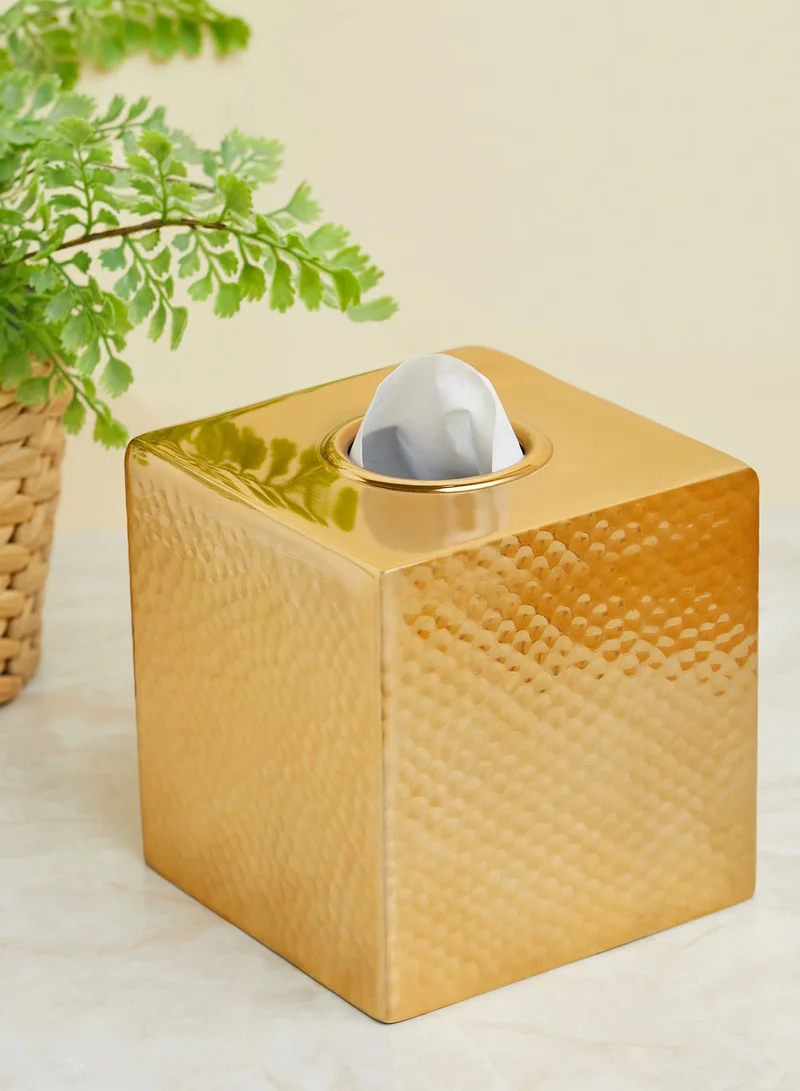 Premier Allegra Hammered Gold Tissue Box