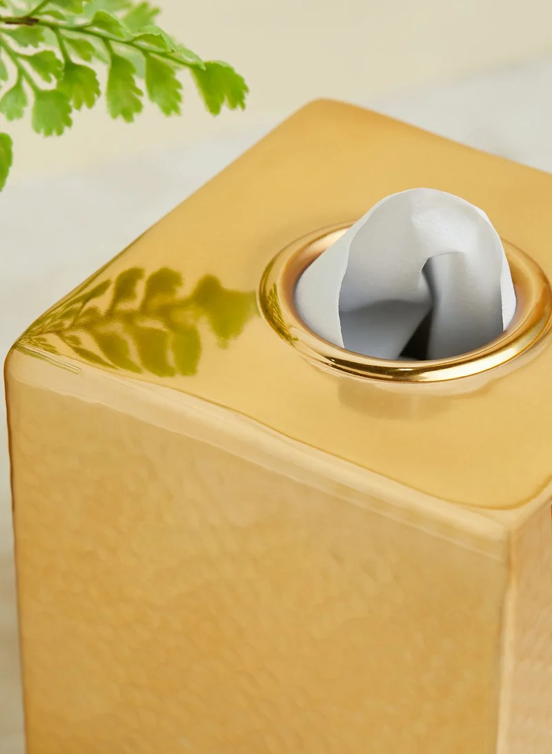 Premier Allegra Hammered Gold Tissue Box