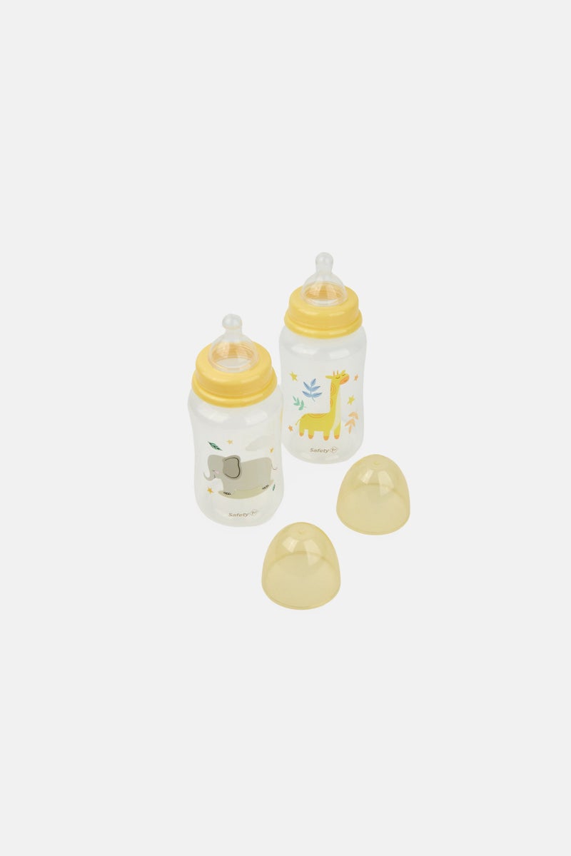 Safety 1st Plastic 2 Pieces Wide Neck Bottles With Soft Silicone Nipple 355 ml, Transparent - Image 2