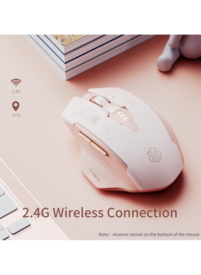 inphic Wireless Mouse,Rechargeable Mouse Wireless 2.4G USB(Battery Level Visible) Ergonomic Computer Mouse,3 Levels DPI Silent Wireless Mice for Laptop PC Computer(Pink)  - Image 2