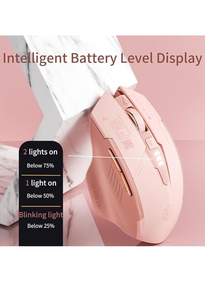 inphic Wireless Mouse,Rechargeable Mouse Wireless 2.4G USB(Battery Level Visible) Ergonomic Computer Mouse,3 Levels DPI Silent Wireless Mice for Laptop PC Computer(Pink)  - Image 3