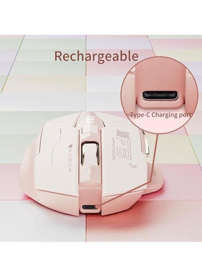 inphic Wireless Mouse,Rechargeable Mouse Wireless 2.4G USB(Battery Level Visible) Ergonomic Computer Mouse,3 Levels DPI Silent Wireless Mice for Laptop PC Computer(Pink)  - Image 4