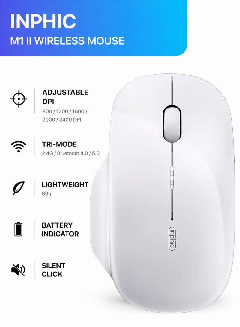 inphic ماوس لاسلكي، ماوس قابل لإعادة الشحن لاسلكي 2.4G USB (مستوى البطارية مرئي) ماوس كمبيوتر مريح، 3 مستويات DPI ماوس لاسلكي صامت للابتوب PC الكمبيوتر (وردي) - Image 1