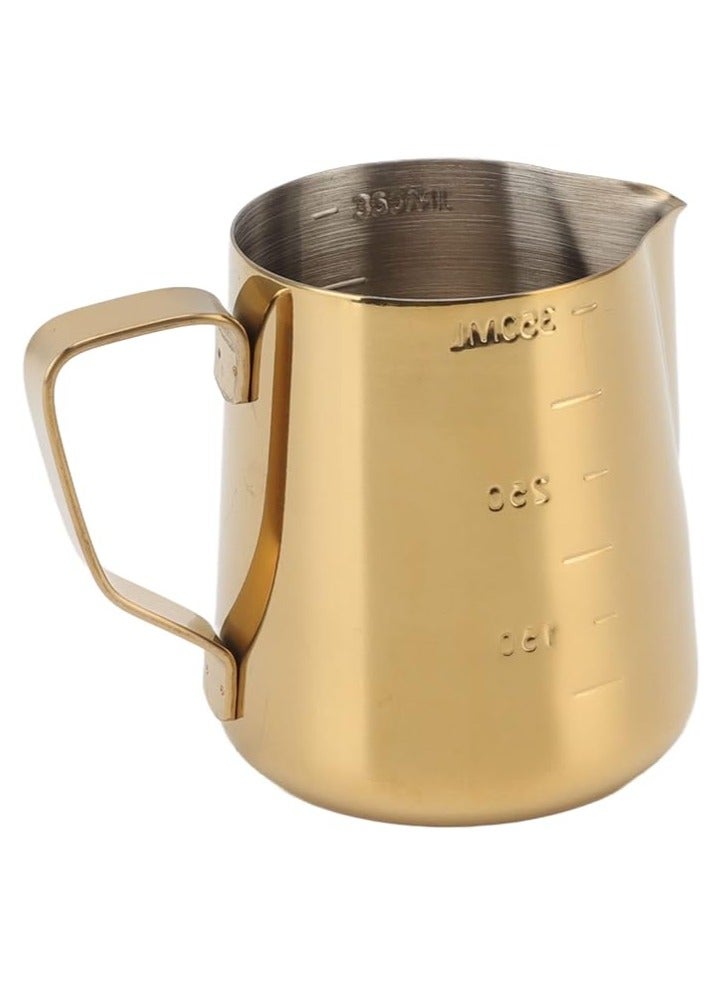 Milk Frothing Pitcher, Stainless Steel Rust Free Coffee Steaming Pitcher Multifunctional for Latte Art (Gold)  - Image 1