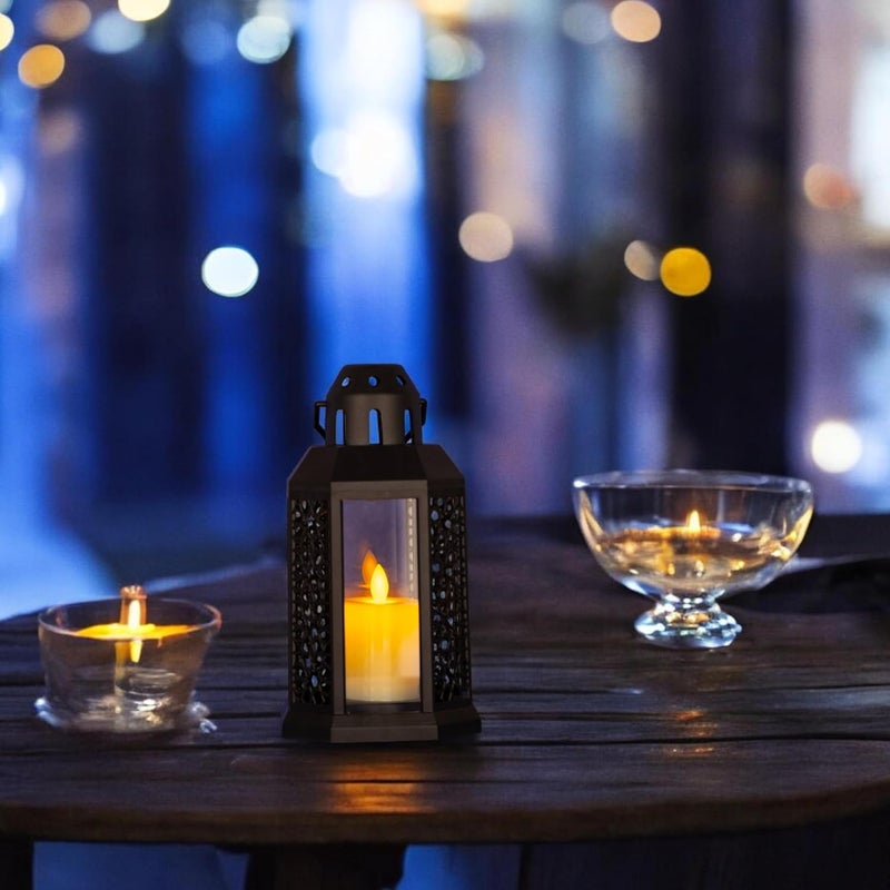 KRESHU LED Storm TeaLight Lantern ABS Plastic Night Light TeaLight Wall Hanging Holder IndoorOutdoor Wedding Home Party Room Balcony Deck Decoration TeaLight Candle Dark Black 1Pcs - Image 3
