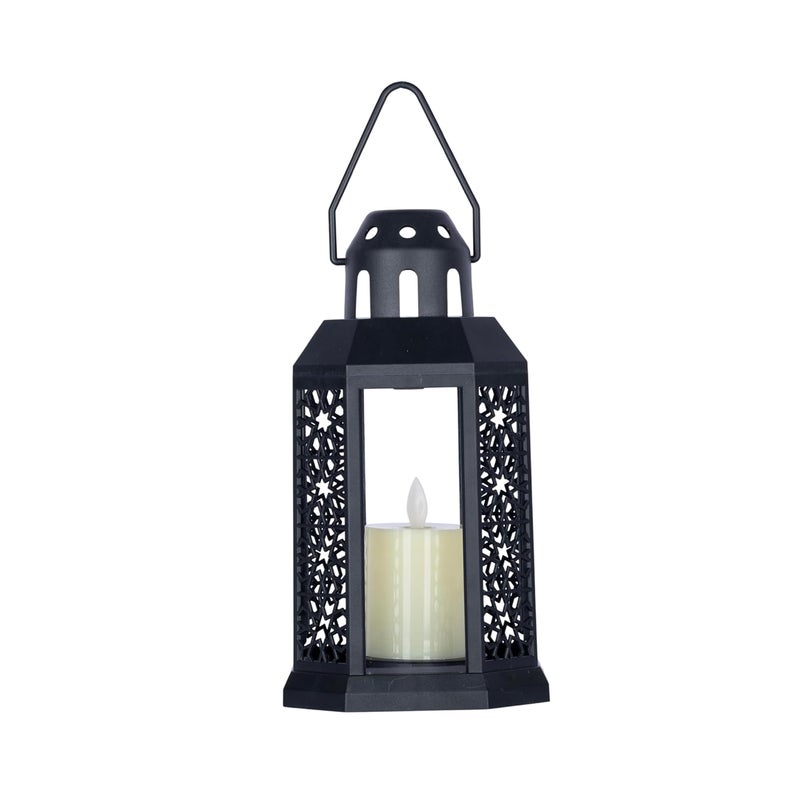 KRESHU LED Storm TeaLight Lantern ABS Plastic Night Light TeaLight Wall Hanging Holder IndoorOutdoor Wedding Home Party Room Balcony Deck Decoration TeaLight Candle Dark Black 1Pcs - Image 1