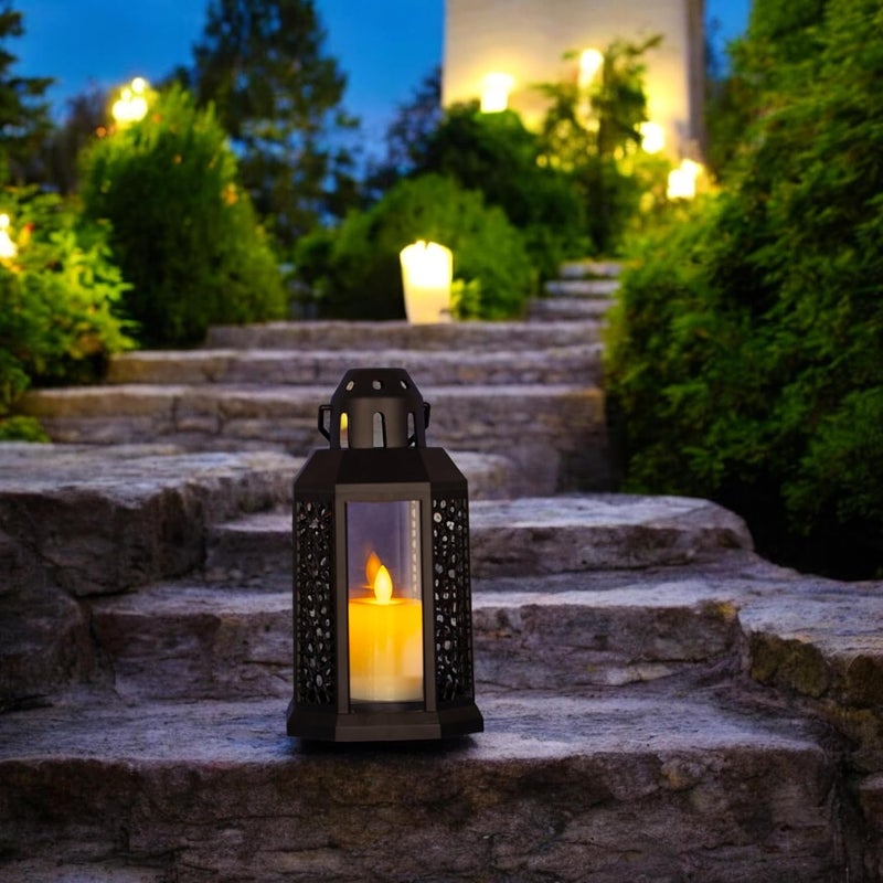 KRESHU LED Storm TeaLight Lantern ABS Plastic Night Light TeaLight Wall Hanging Holder IndoorOutdoor Wedding Home Party Room Balcony Deck Decoration TeaLight Candle Dark Black 1Pcs - Image 5