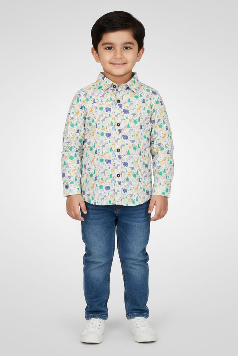 Hamleys Toddlers Boy Graphic Print Long Sleeve Casual Shirt, Multicolor - Image 1