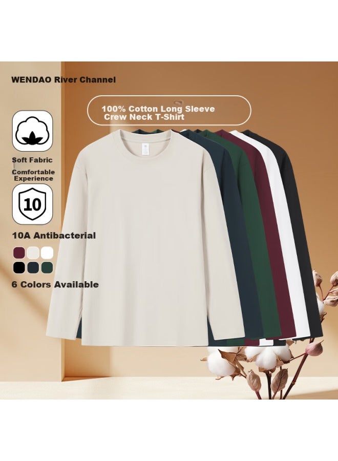 ASK Wendao Autumn Winter New Warm Comfortable Crew Neck Long Sleeve T-shirt W6631c Maple Leaf Red 4XL - Image 1