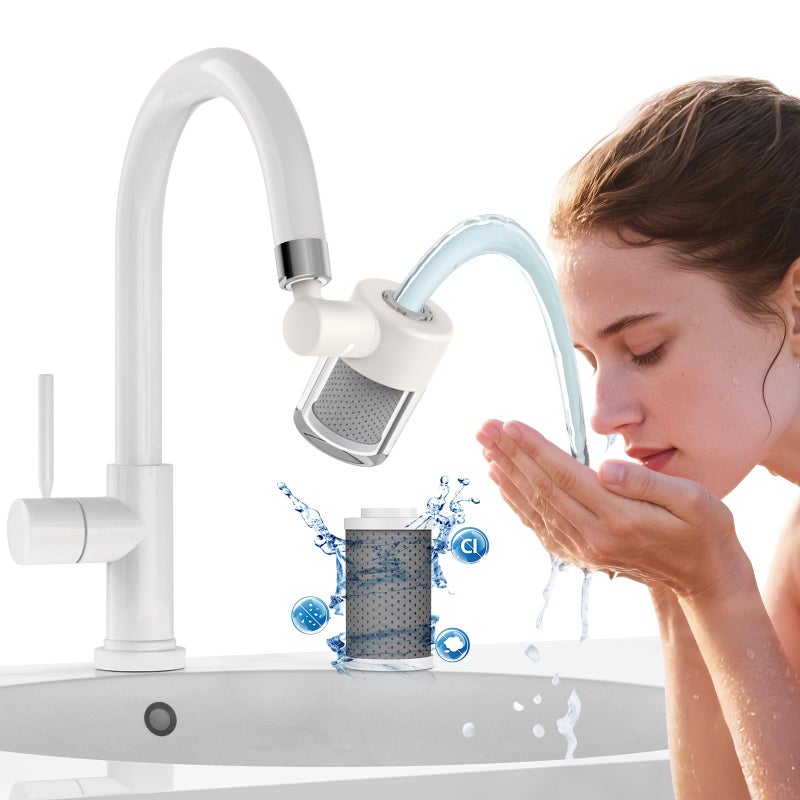 CECEFIN Sink Faucet-Mounted Water Filters - 720 Rotating Water Filtration System, 2-Mode Spray, Carbon Filter Cartridges for Reduces Chlorine, Hard Water Softener, Last 528 Gallons Tap Water Purifier - Image 1