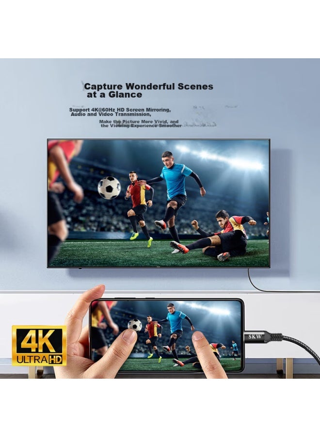 Skw Full-Function Dual-Head Type-C Data Cable, Pd100W Fast Charging, Ctoc, Screen Mirroring 4K Video Transmission, Suitable For Apple Tablets, Iphone 15 Laptops, Bg024-2 Meters - Image 1