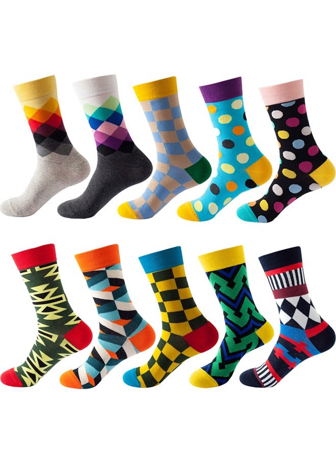 10PCS الرجال الجوارب فستان المرأة فانكي متعة الابتكار نمط القطن مجنون تصميم طاقم الجوارب (متعددة الألوان-I1) - Image 1