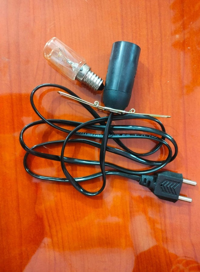 WE Himalayan Salt Lamp Replacement Cord Set, 15W E14 Bulb with Holder, Black Power Cable - Image 1