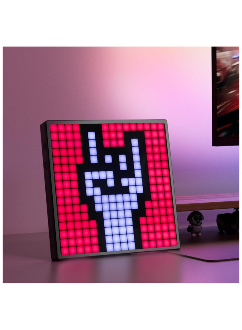 SYOSI LED Pixel Art Display - 16x16 Smart Clock RGB Pixel Matrix Panel DIY Graffiti Animations Patterns Text Programmable LED Sign for Living Room Bedroom Game Room, for Kids Adults - Image 2