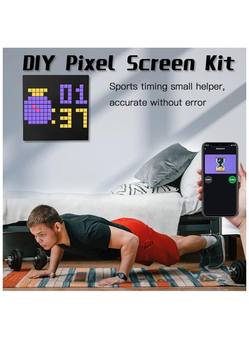 SYOSI LED Pixel Art Display - 16x16 Smart Clock RGB Pixel Matrix Panel DIY Graffiti Animations Patterns Text Programmable LED Sign for Living Room Bedroom Game Room, for Kids Adults - Image 5