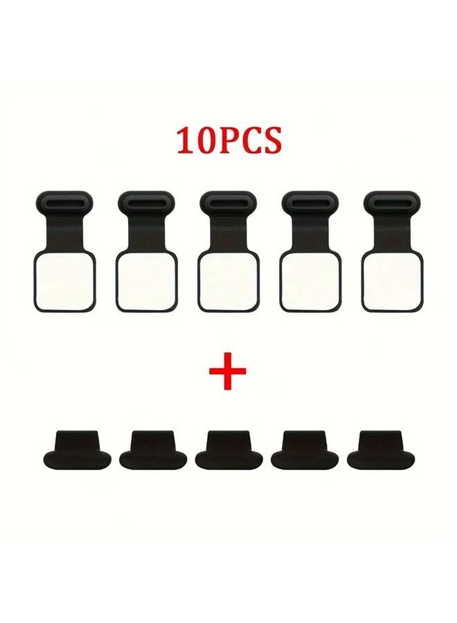 10 قطعة من سدادات السيليكون السوداء المضادة للفقد لمنافذ Type C و Apple لحماية الأجهزة المحمولة - Image 1