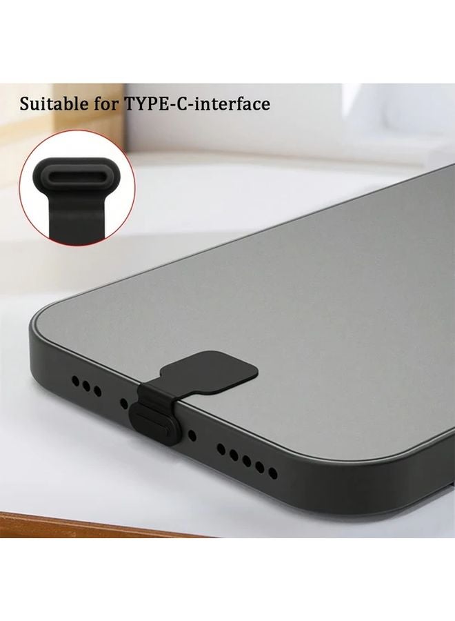 10 قطعة من سدادات السيليكون السوداء المضادة للفقد لمنافذ Type C و Apple لحماية الأجهزة المحمولة - Image 4