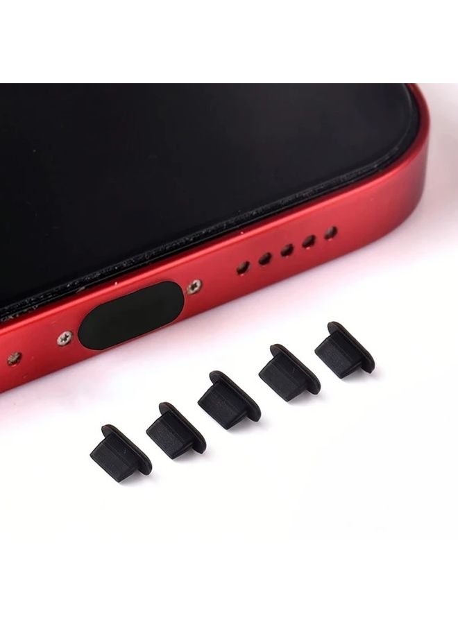 10 قطعة من سدادات السيليكون السوداء المضادة للفقد لمنافذ Type C و Apple لحماية الأجهزة المحمولة - Image 5