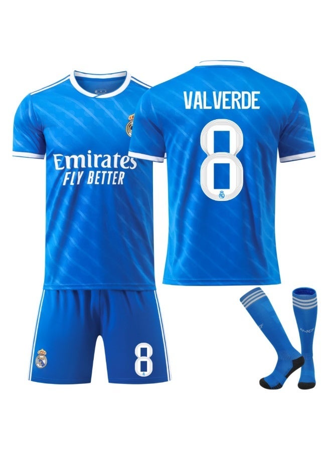 Real Madrid 2025-2026 Real Madrid #8 VALVERDE football jersey shorts socks set children's size and adult size, A gift for fans and friends - Image 1