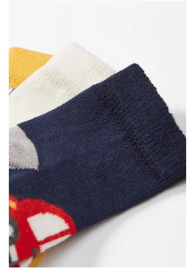 JUNE June 3 Pack Baby Patterned Baby Boy Socks Navy