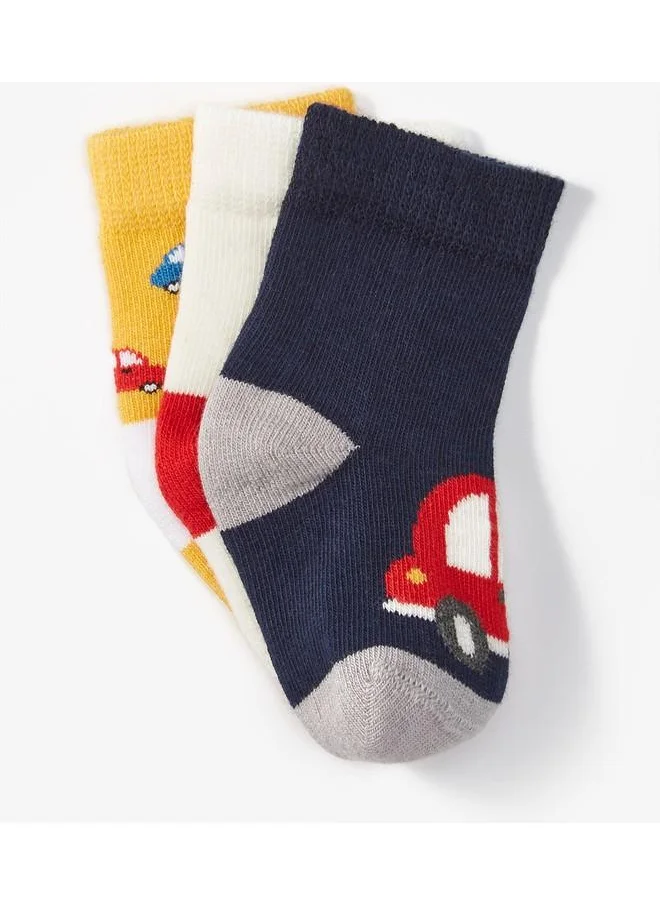 JUNE June 3 Pack Baby Patterned Baby Boy Socks Navy