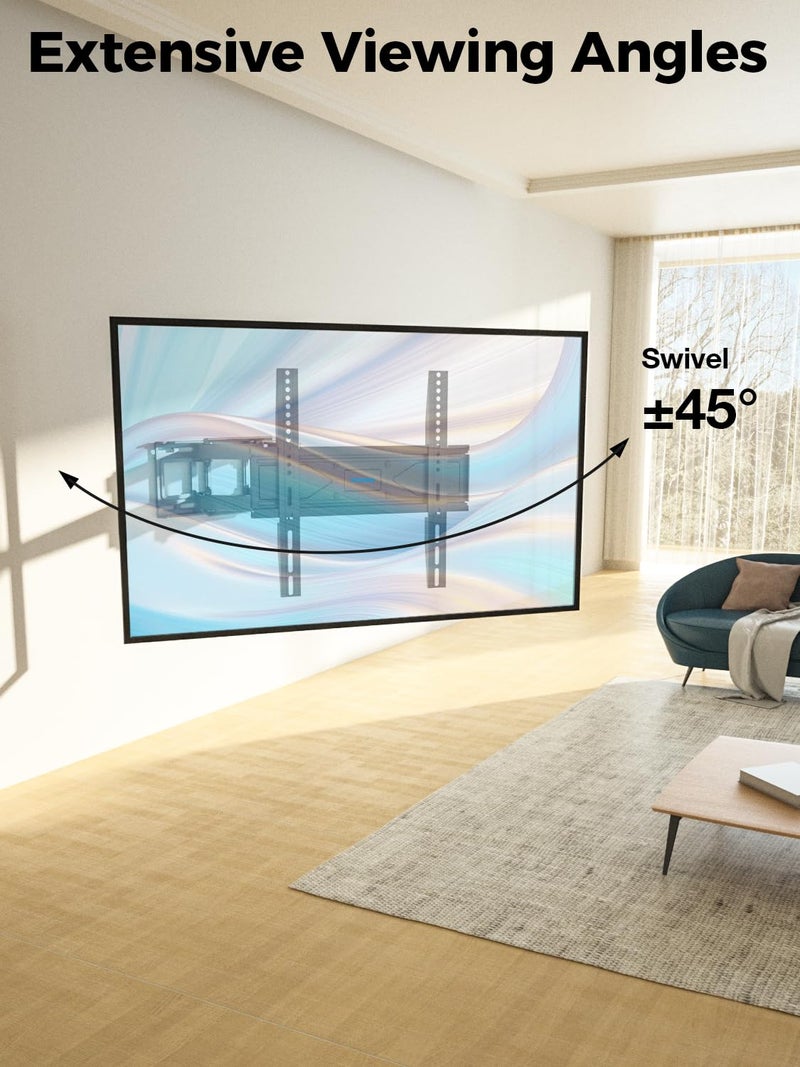 USX STAR UL Listed Full Motion TV Wall Mount for Most 32-70 inch TVs, Wall Mount TV Bracket for 40 50 55 65 inch tv with Smooth Swivel, Tilt, Extension, Level-Has Hardware & Drill Template - Image 3