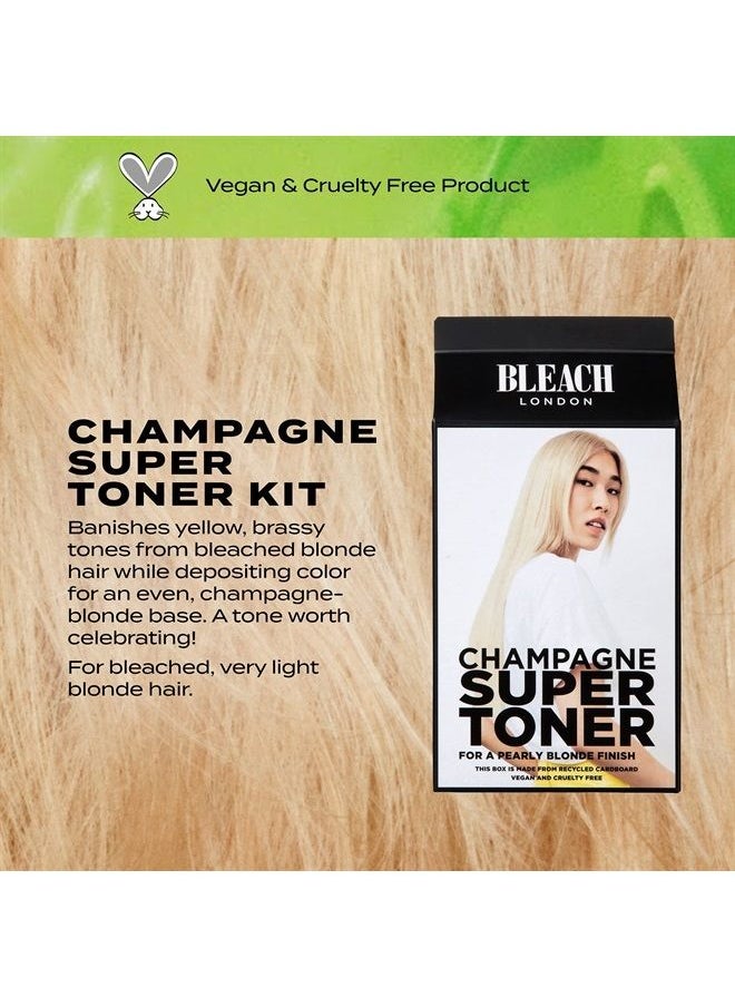 BLEACH LONDON - BLEACH LONDON Champagne Super Toner Kit - Yellow Brass Removing, Color Depositing Formula For Champagne Blonde Base, For Blonde Hair & Post Bleached Hair, Vegan, Cruelty Free, Ammonia Free - Image 1