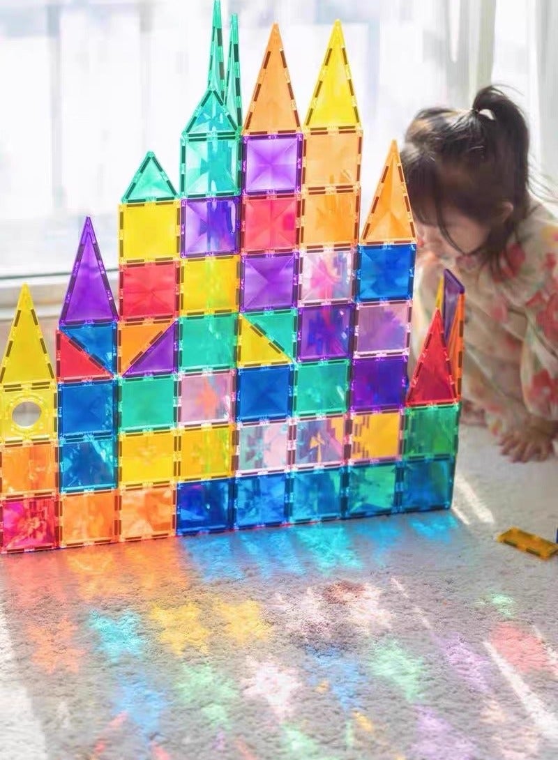 🔷 بلاط مغناطيسي بحجم كبير – 40 قطعة شفافة لبناء أشكال هندسية – لعبة تعليمية STEM للأطفال بعمر 3 سنوات فأكثر 🧲  - Image 4