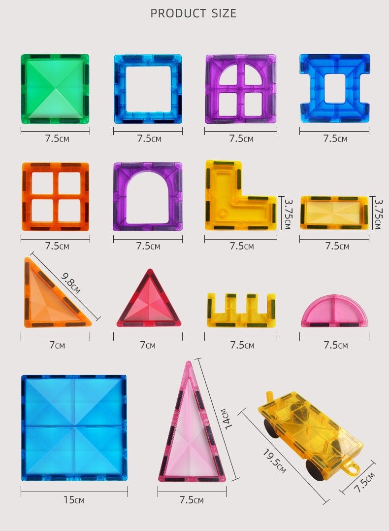 🔷 Large Size Diamond Magnetic Tiles – 40PCS Colorful Building Blocks for Kids 3+ – Big Transparent STEM Construction Set 🧲  - Image 5