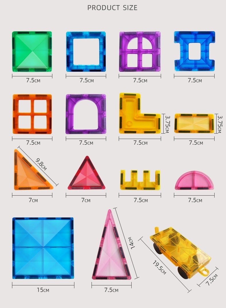 🔷 Diamond Magnetic Tiles – 40PCS Large Size Magnetic Blocks Set for Kids 3+, Transparent STEM Educational Construction Toy with Strong Magnets, 3D Shapes Building Set, Creative Puzzle Gift 🌈 - Image 5