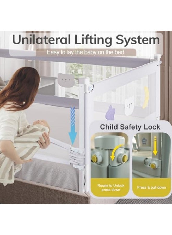 1-Piece Toddler Bed Rails for Crib Foldable Bed Rail for Toddlers Adjustable Baby Rail Guard Portable Bed Rails Guard Bumper for Kids - Image 4